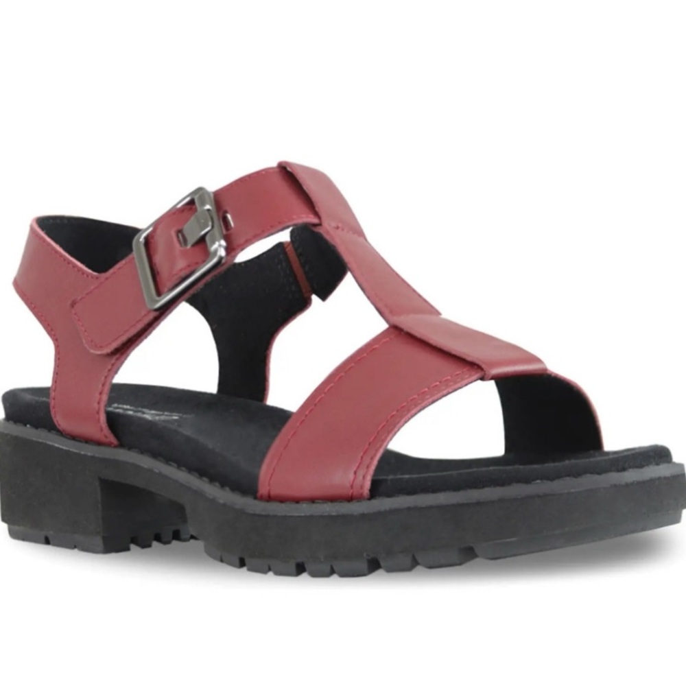 Munro M431831 Mel Red Leather Sandals Buckle Ankle Strap Women's‎ 10.5 NEW